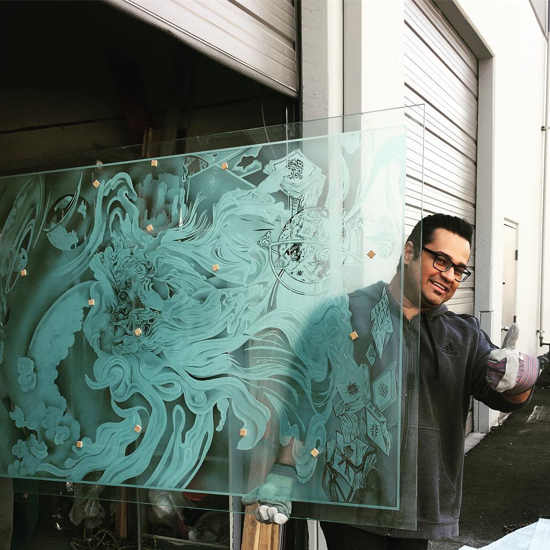 Hafez Restaurant-Engraving Techniques 9 Decorative mirror wall with Persian poetry