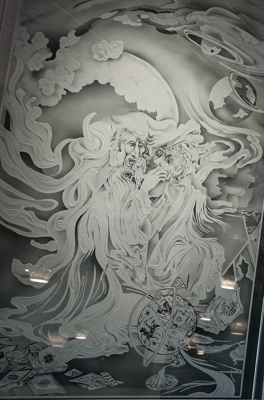 Hafez Restaurant-Engraving Techniques 8 Etched mirror design process for Hafez Restaurant