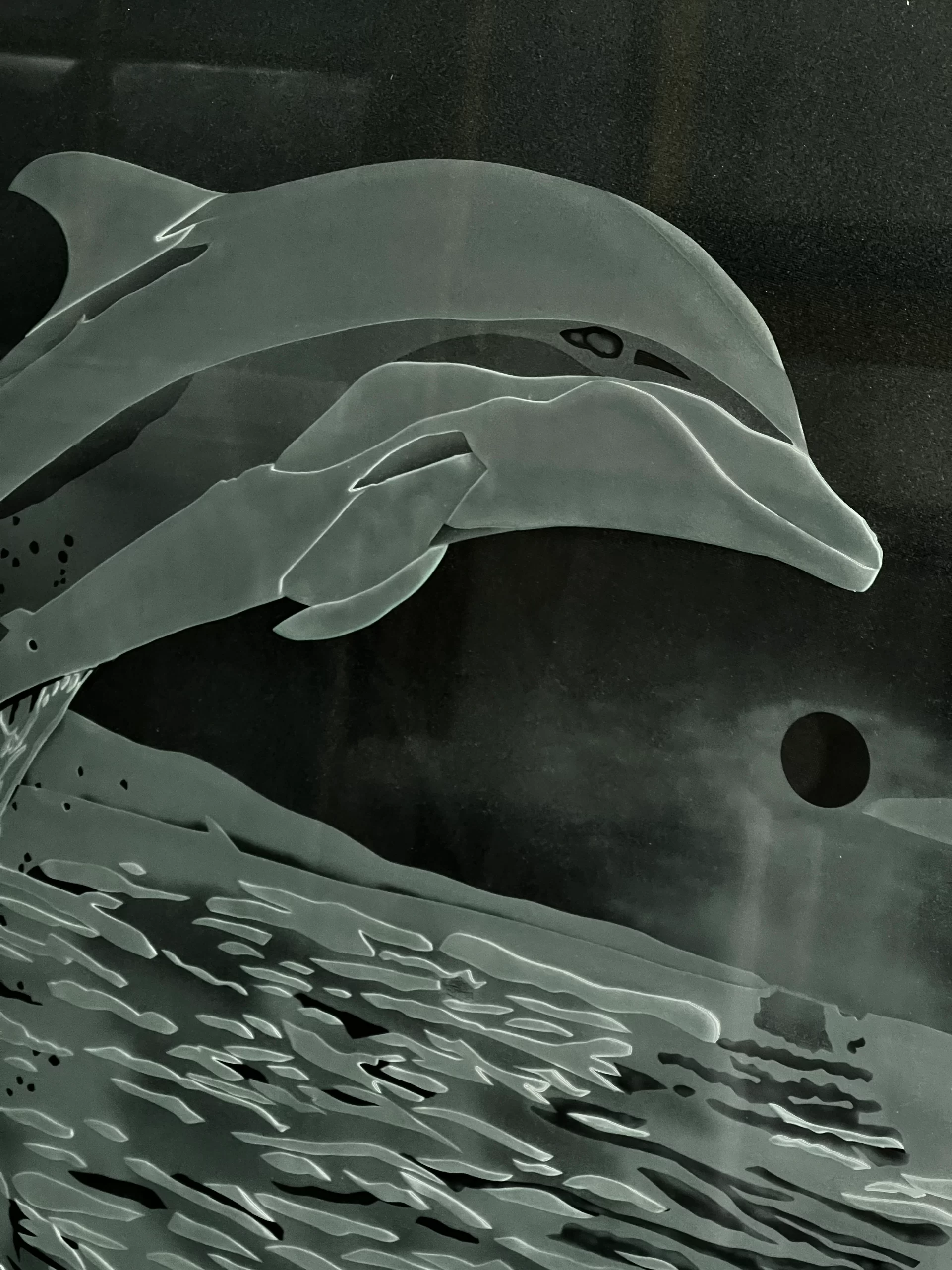 Etched glass vs dolphin reference photo
