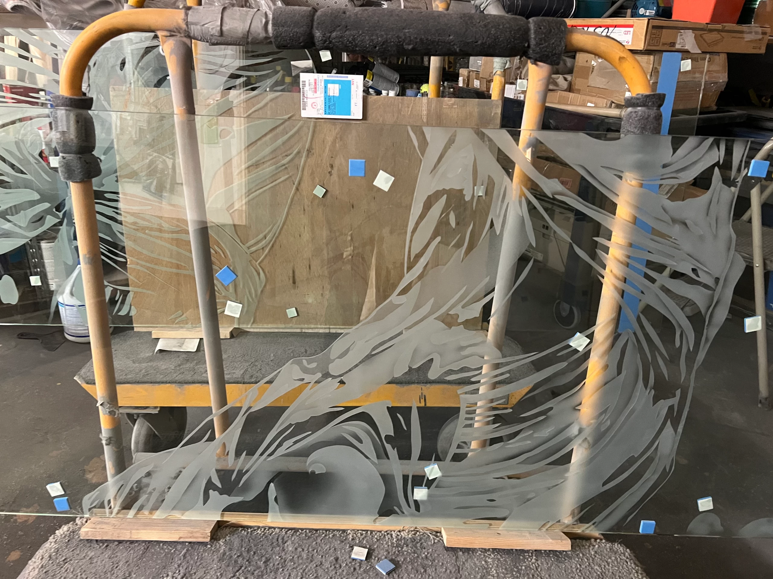 Etching detail during sandblasting