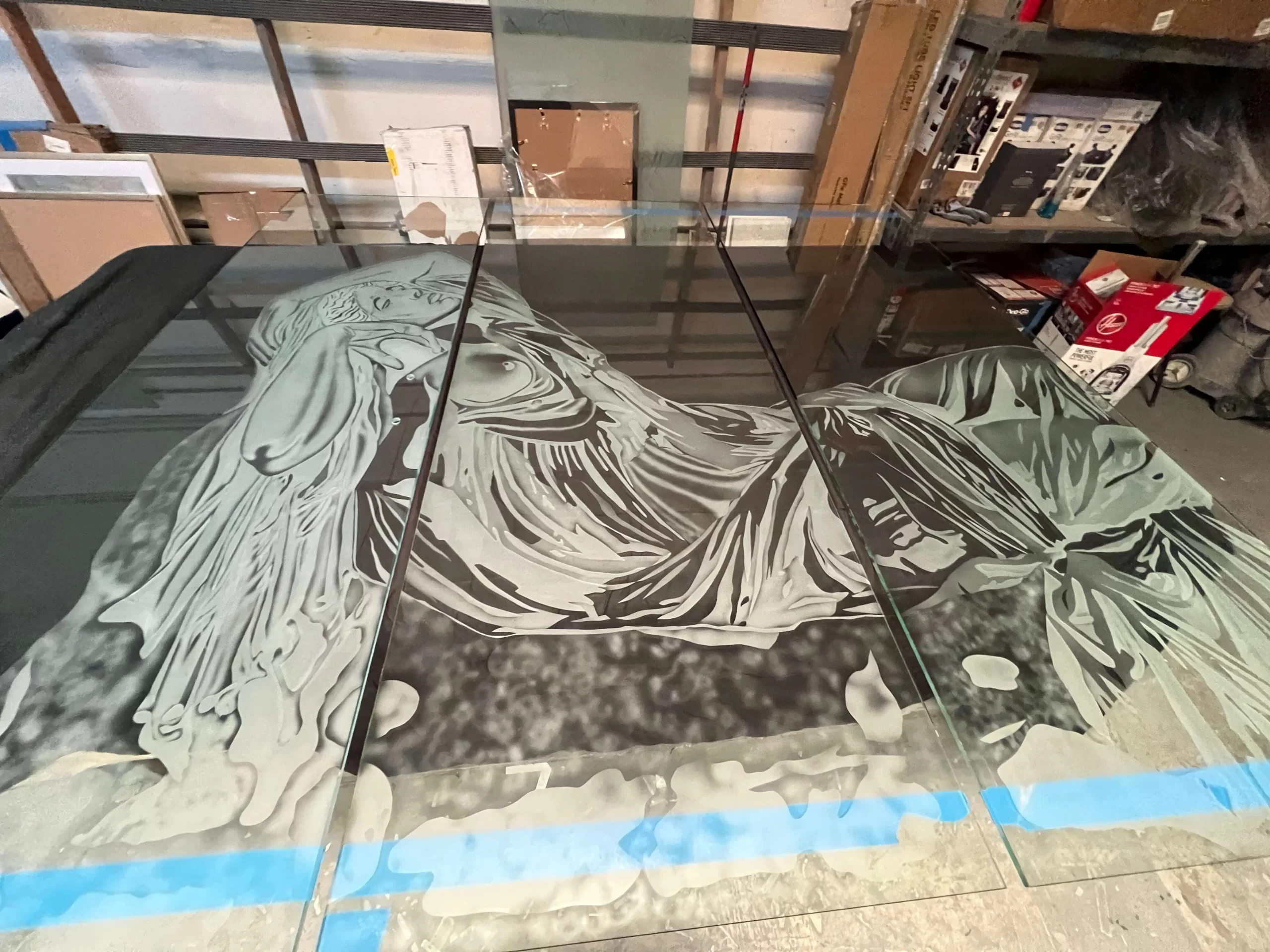 custom glass shower door, deep carving shower door