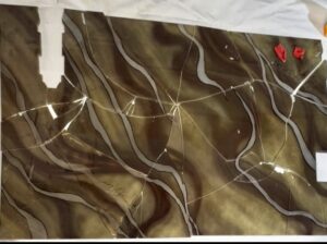 1 Incredible Custom Etched Glass Restoration: Achieving the Perfect Match 6 Broken pieces of custom etched glass restoration