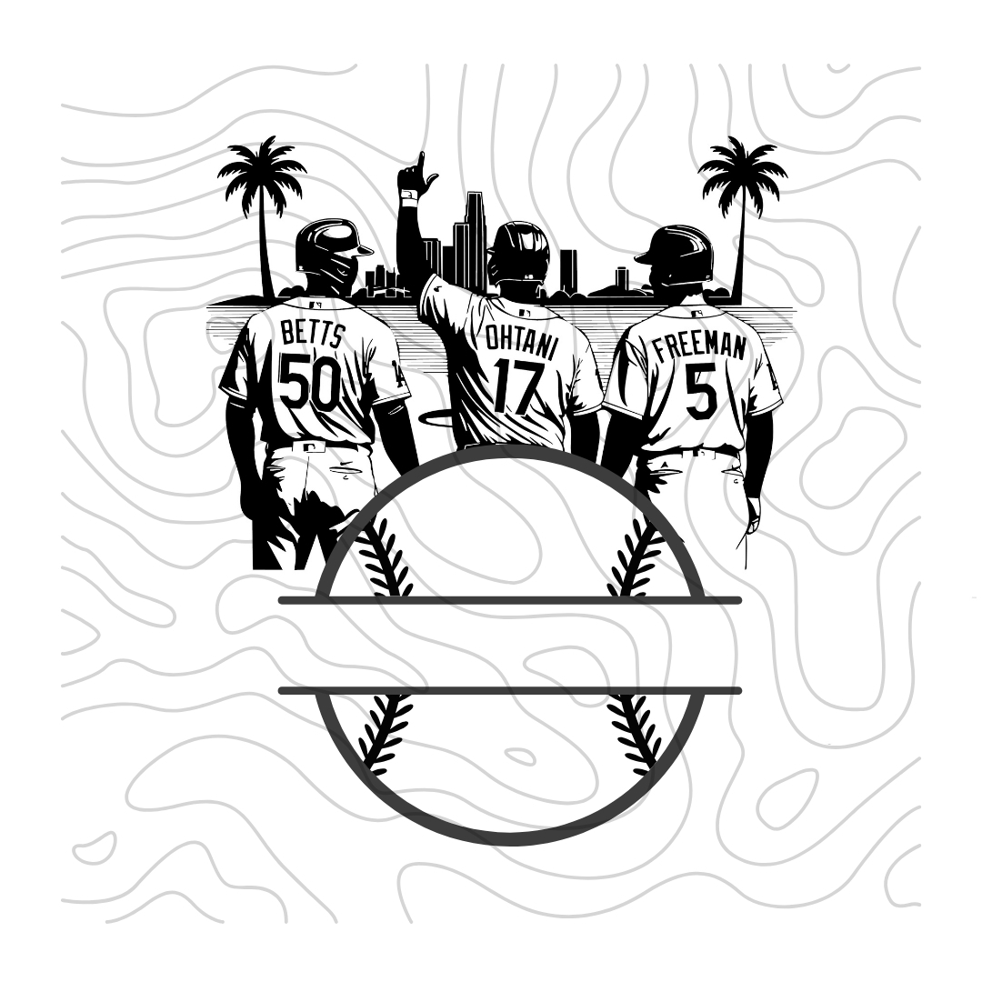 Dodgers SVG Bundle – 4 Designs 10 Black and white Dodgers baseball players illustration high quality vector