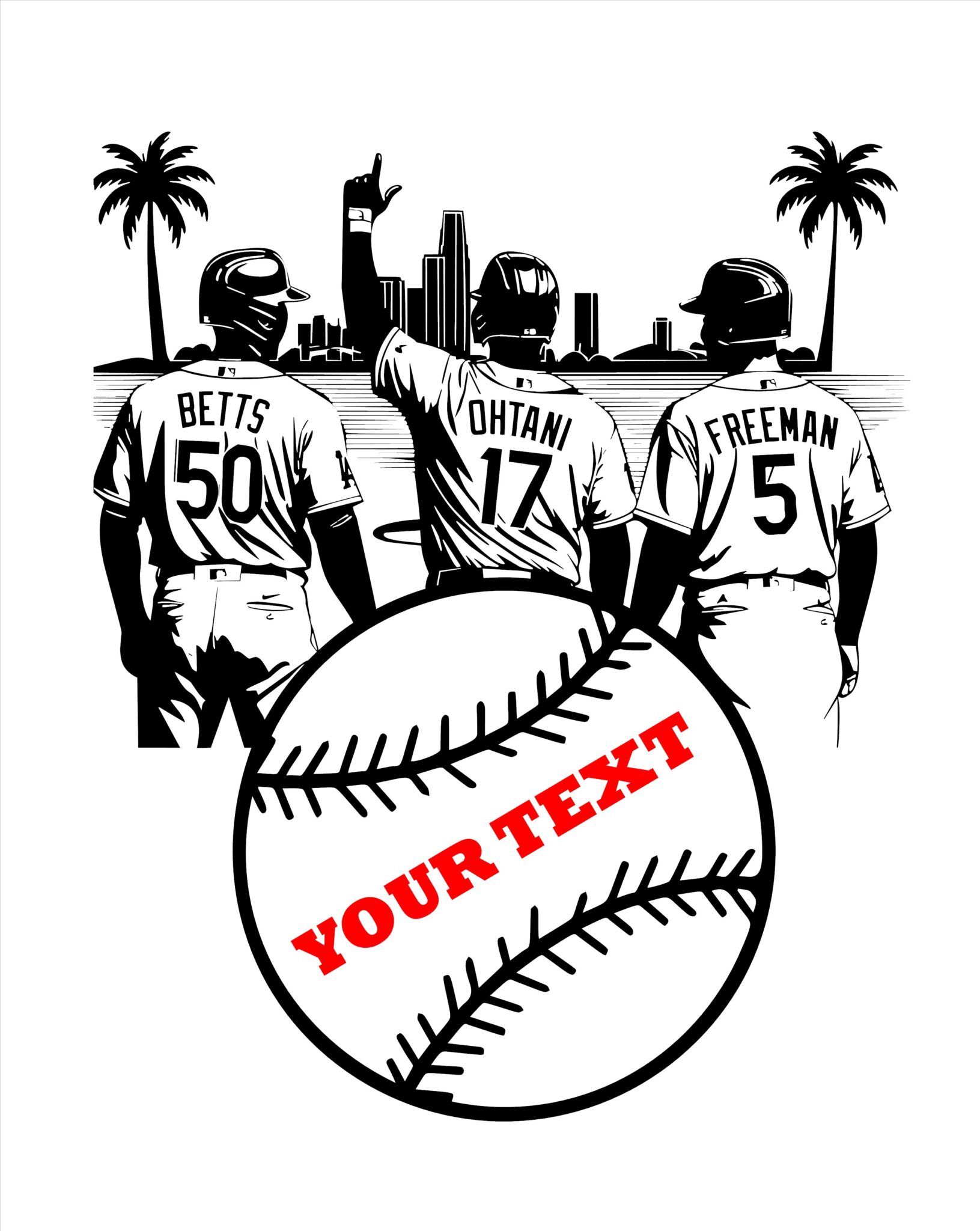 Dodgers SVG Bundle – 4 Designs 9 Black and white Dodgers baseball players illustration high quality vector