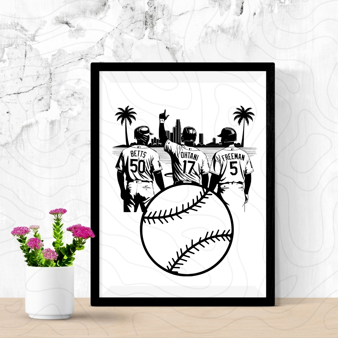 Dodgers SVG Bundle – 4 Designs 5 Black and white Dodgers baseball players illustration high quality vector