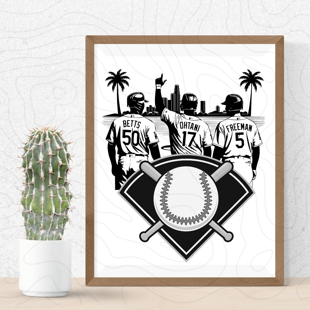 Dodgers SVG Bundle – 4 Designs 4 Black and white Dodgers baseball players illustration high quality vector