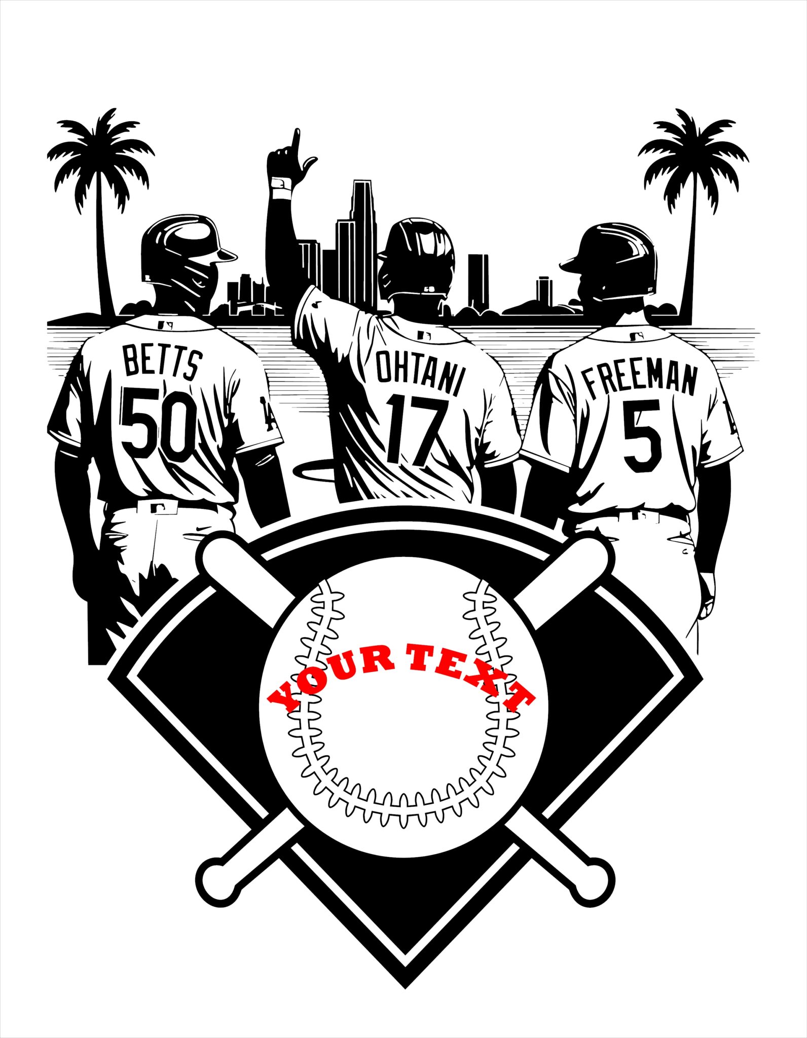 Dodgers SVG Bundle – 4 Designs 2 Black and white Dodgers baseball players illustration high quality vector