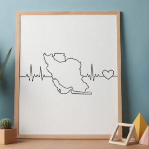 Ultimate Glass Etching – Home 3 Iran Heartbeat Map – Digital Art