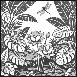 Tropical Sandblasted Glass : Bringing a Lush Botanical Garden Indoors 8 Detailed flora and fauna on tropical sketch