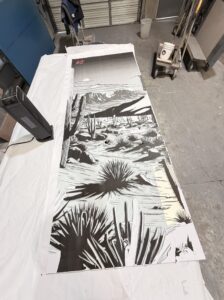 Designing and Crafting Custom Sandblasted Glass: A Masterpiece for Your Shower Enclosure 6 Initial sketch for custom sandblasted glass