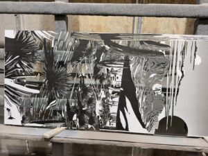 Designing and Crafting Custom Sandblasted Glass: A Masterpiece for Your Shower Enclosure 7 Initial sketch for custom sandblasted glass