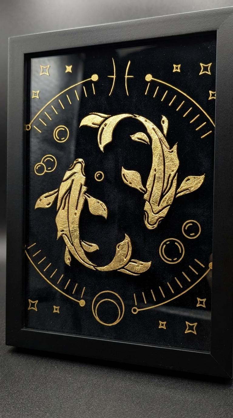 Pisces Zodiac Wall Art – Luxury Gold Leaf Glass 4 pisces zodiac wall art
