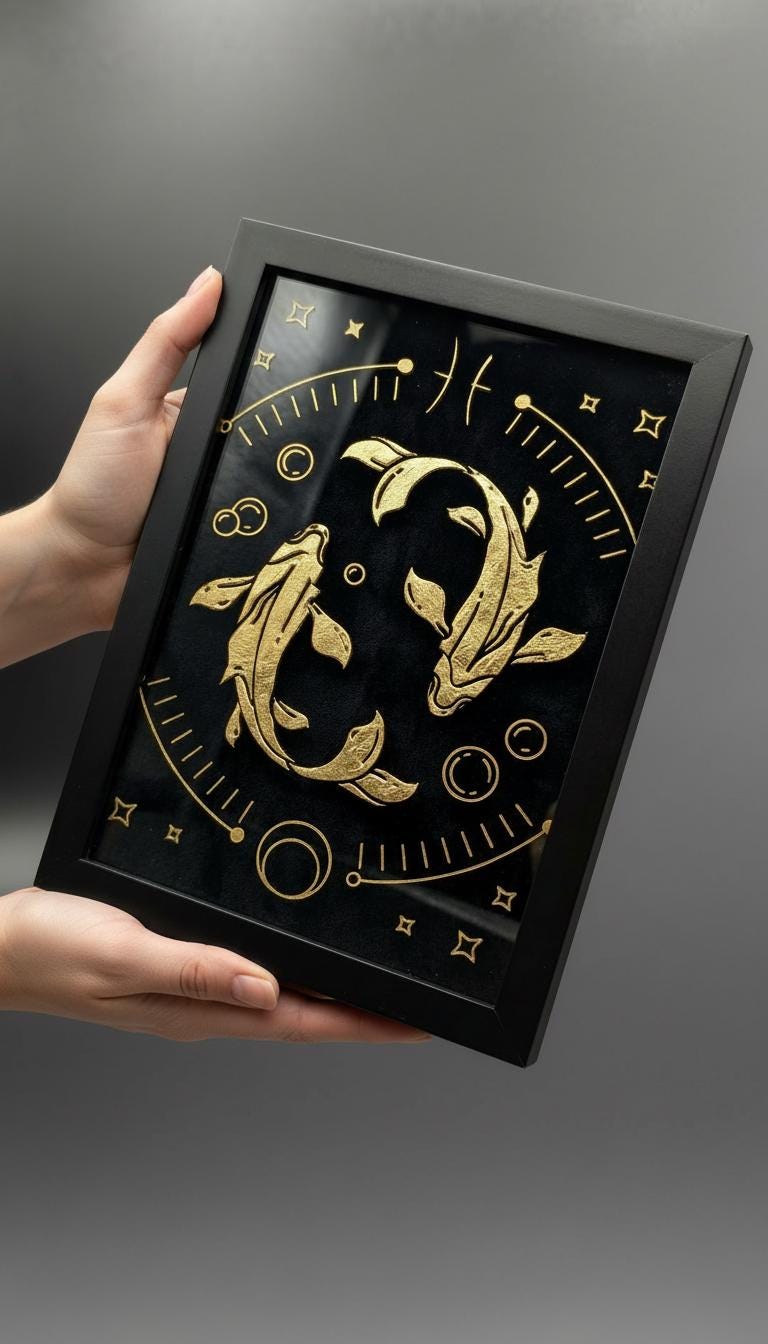 Pisces Zodiac Wall Art – Luxury Gold Leaf Glass 1 Pisces Zodiac Wall Art – Luxury Gold Leaf Glass