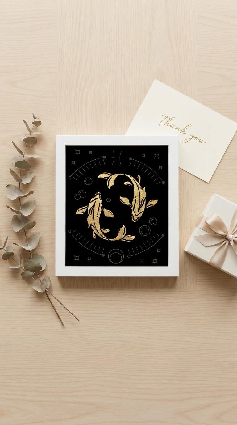 Pisces Zodiac Wall Art – Luxury Gold Leaf Glass 7 pisces zodiac wall art