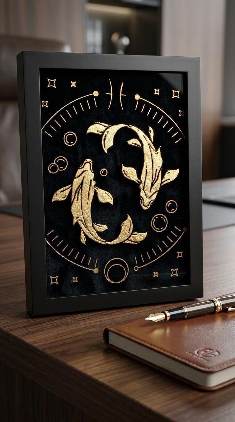 Pisces Zodiac Wall Art – Luxury Gold Leaf Glass 9 pisces zodiac wall art