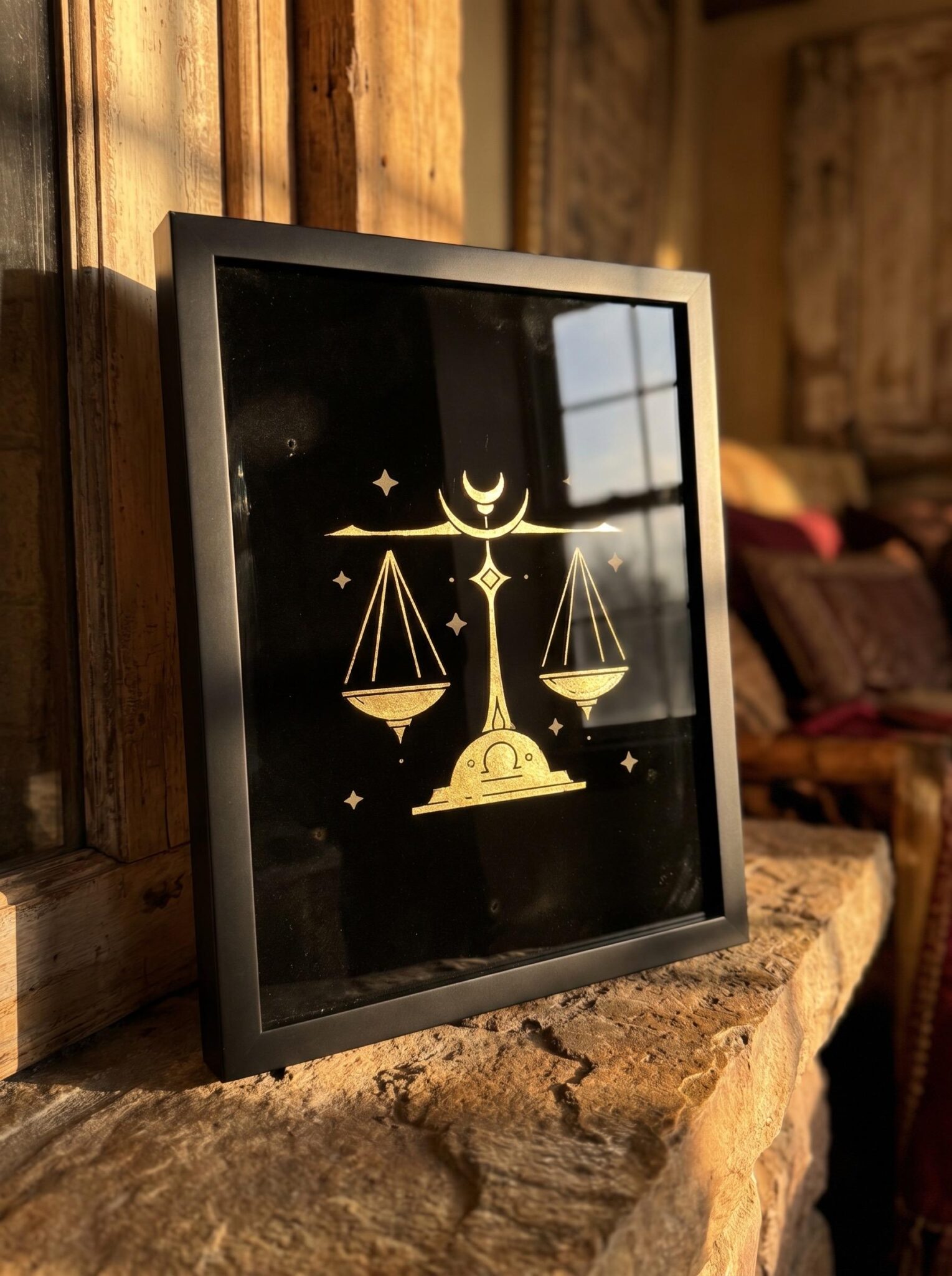 Libra Zodiac Wall Art – Luxury Gold Leaf Glass 1 Libra Zodiac Wall Art – Luxury Gold Leaf Glass