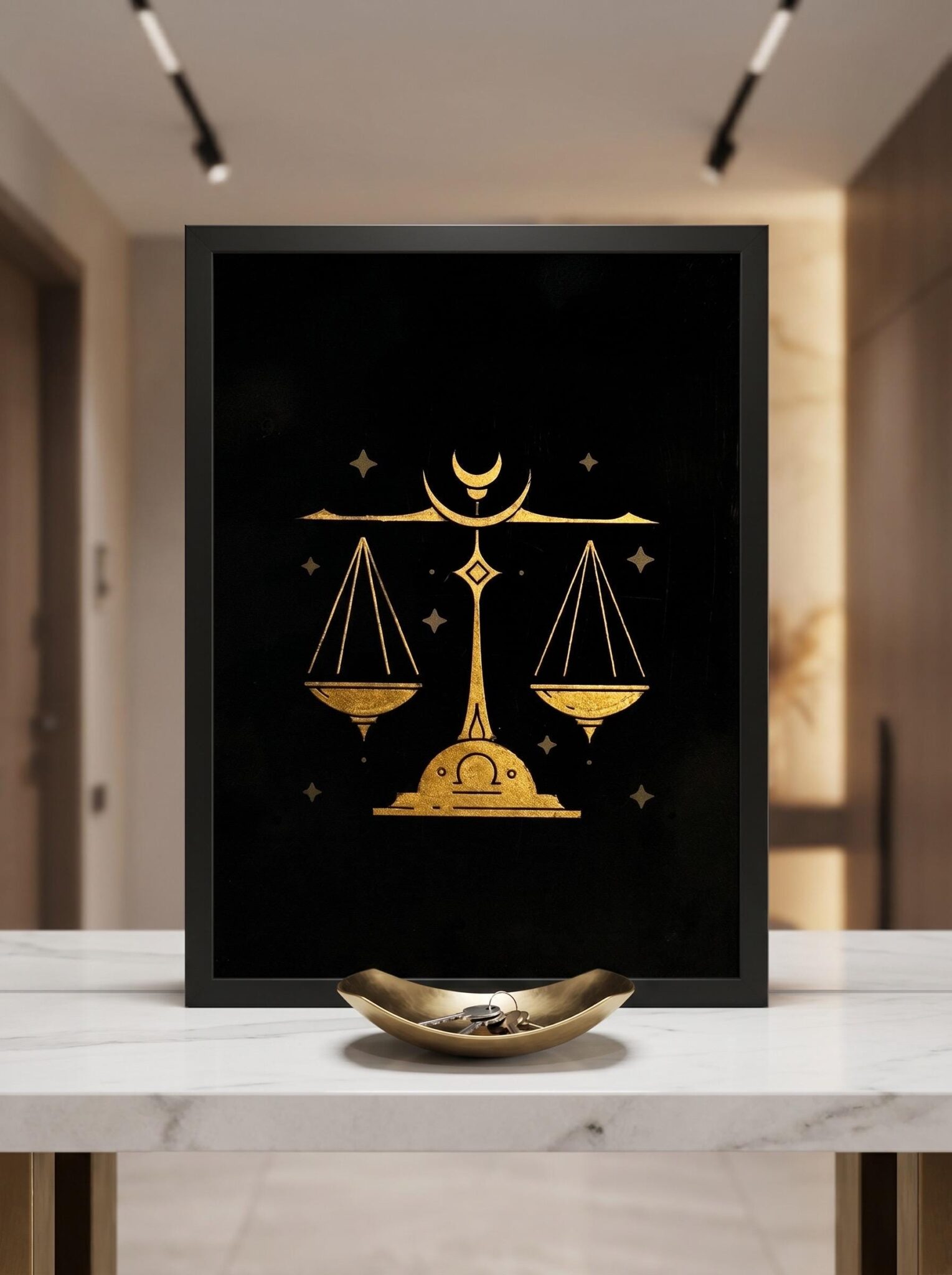 Libra Zodiac Wall Art – Luxury Gold Leaf Glass 4 Libra Zodiac Wall Art