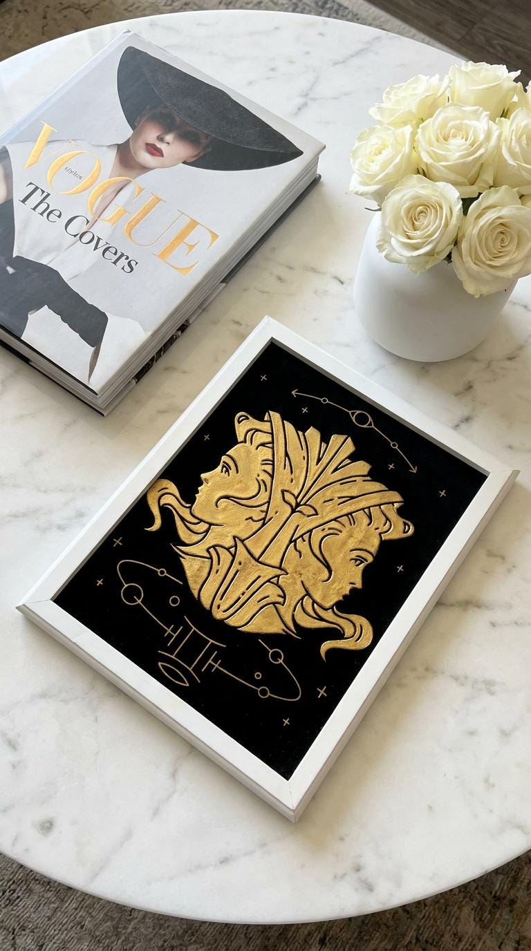 Gemini Zodiac Wall Art 9 Gemini Zodiac Wall Art – Luxury Gold Leaf Glass | Ultimate Glass Etching