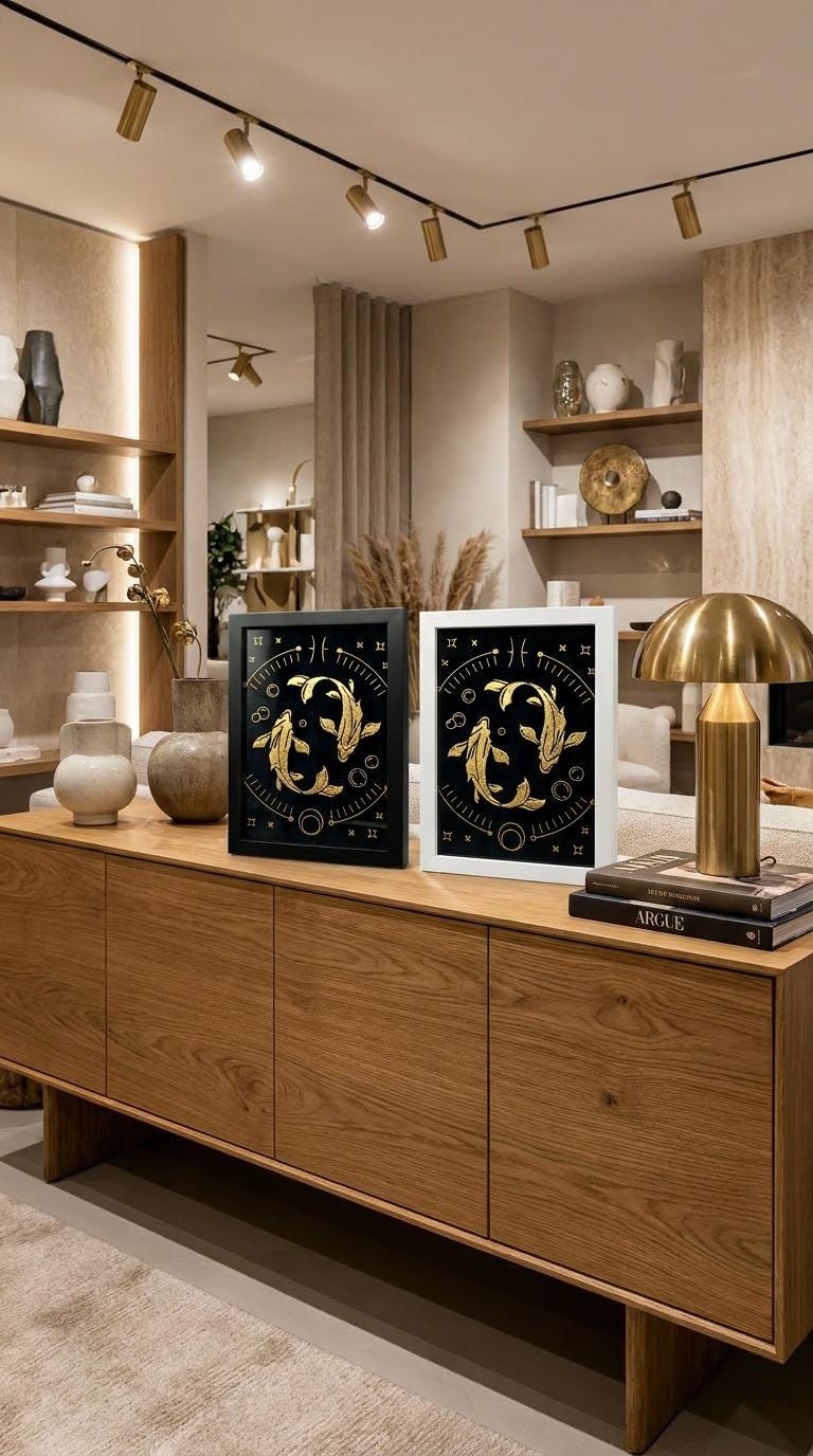 Pisces Zodiac Wall Art – Luxury Gold Leaf Glass 2 pisces zodiac wall art