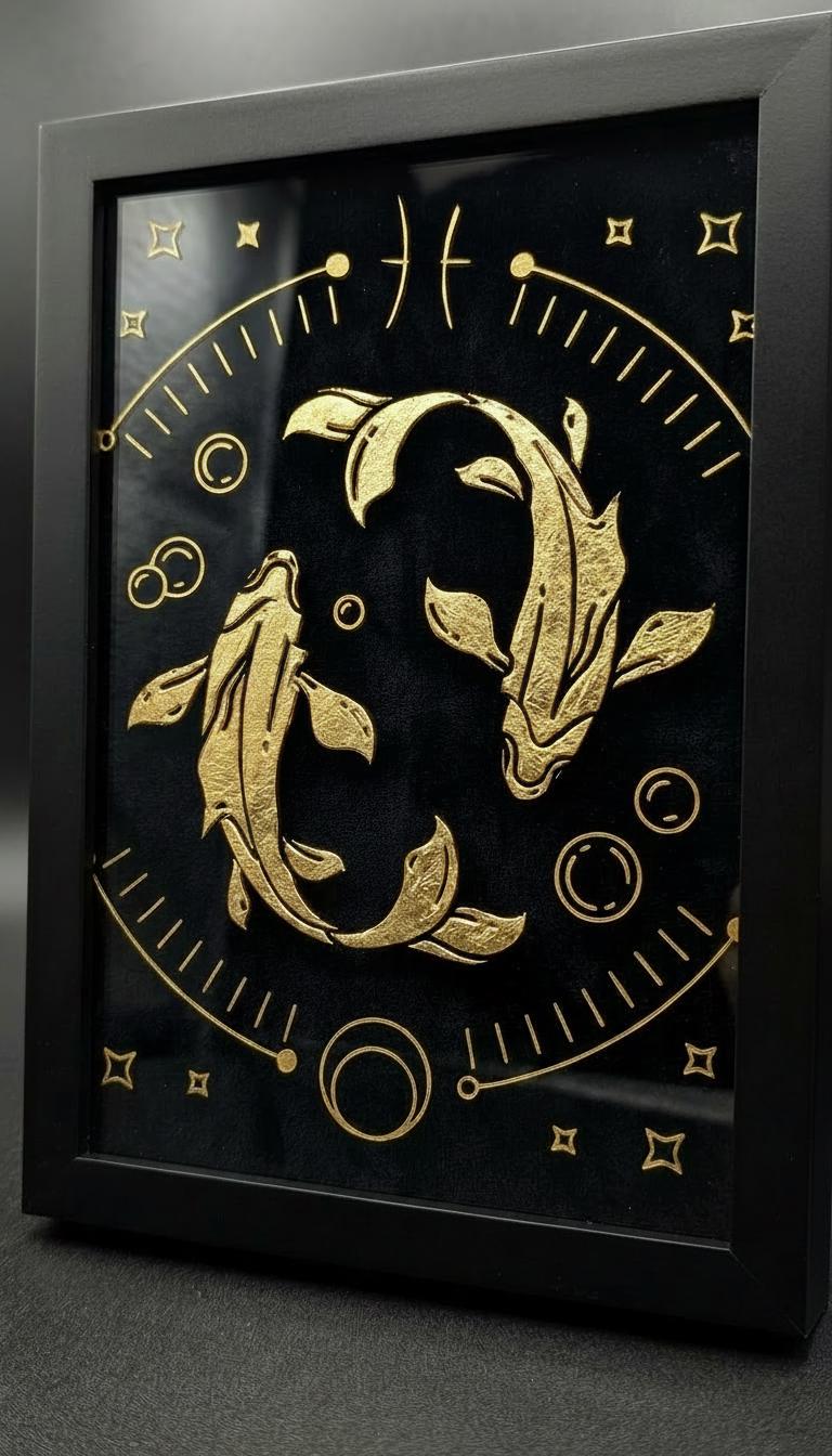 Pisces Zodiac Wall Art – Luxury Gold Leaf Glass 6 pisces zodiac wall art