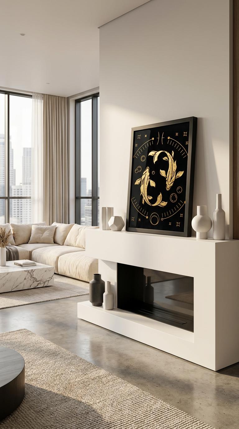 Pisces Zodiac Wall Art – Luxury Gold Leaf Glass 10 pisces zodiac wall art
