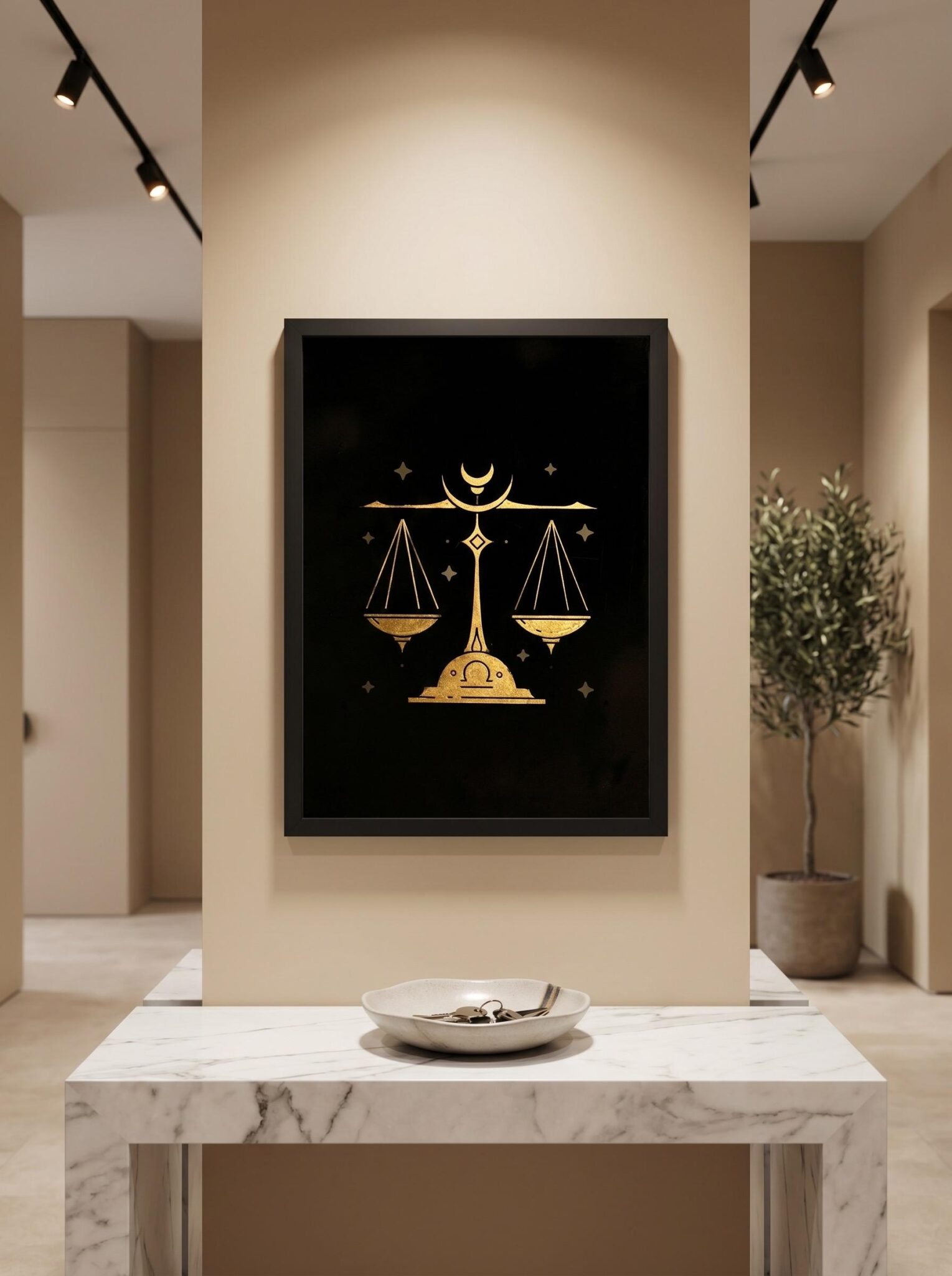 Libra Zodiac Wall Art – Luxury Gold Leaf Glass 2 Libra Zodiac Wall Art
