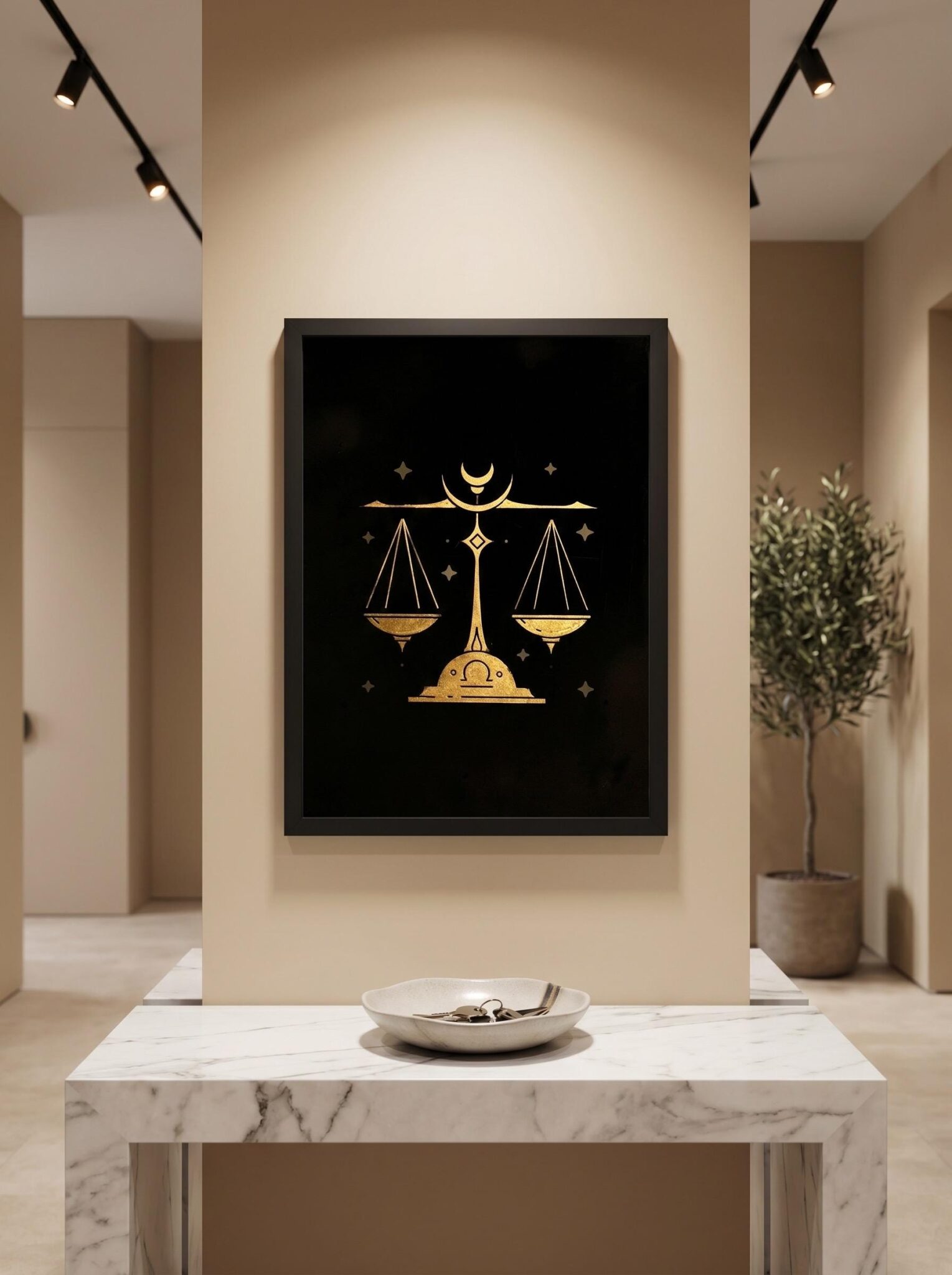 Libra Zodiac Wall Art – Luxury Gold Leaf Glass 3 Libra Zodiac Wall Art
