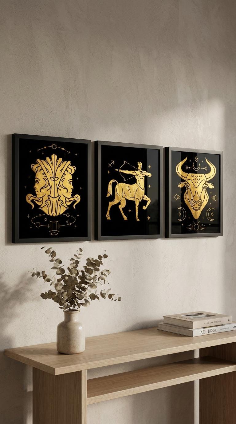 Gemini Zodiac Wall Art 6 Gemini Zodiac Wall Art – Luxury Gold Leaf Glass | Ultimate Glass Etching