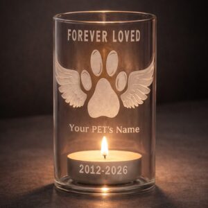 Personalized Pet Memorial Glass Candle Holder – Pet Loss Gift